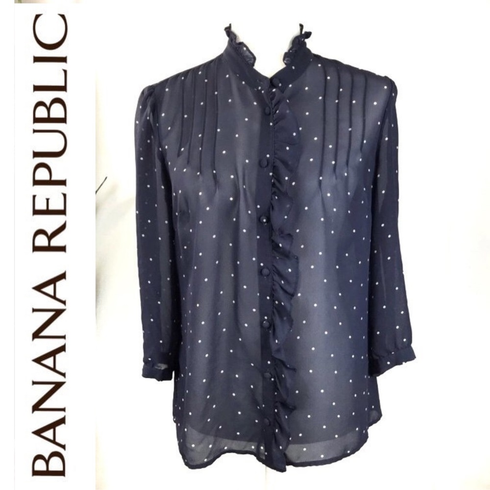 BANANA REPUBLIC Women’s Navy Blue Top / Blouse Medium